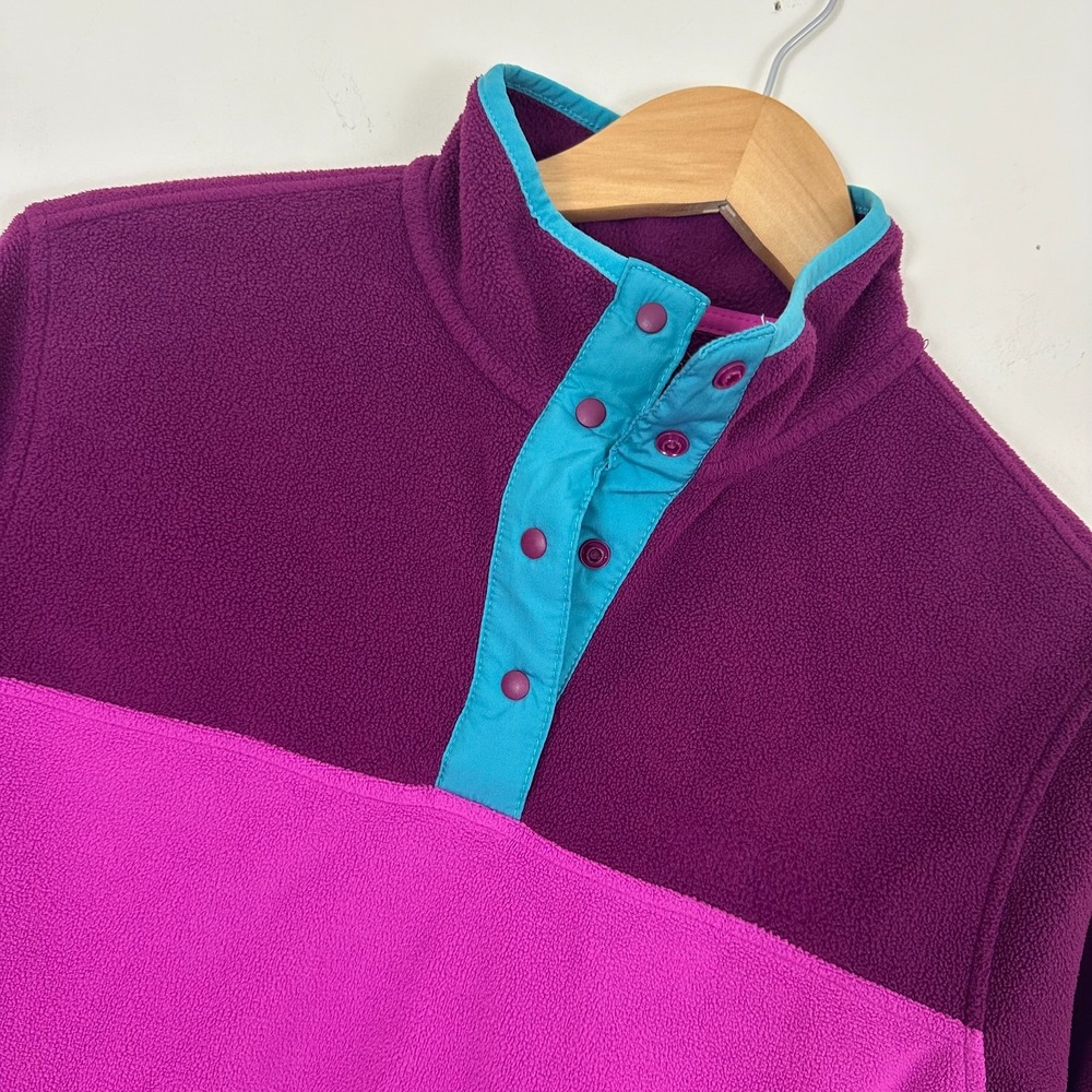 Lands' End Fleece Jacket Purple Pink 1/4 T Snap Warm Outdoor Womens Small 6-8